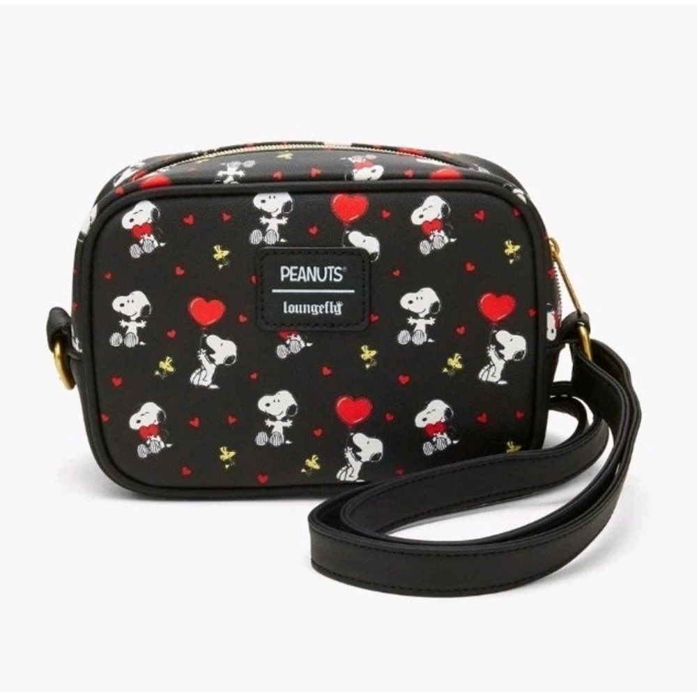 Loungefly Peanuts Snoopy & Woodstock Balloon Hearts‎ V-day Camera Crossbody Bag